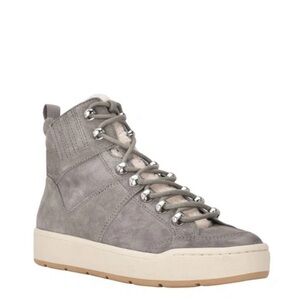 MARC FISHER Mally High Top Fur-Lined Suede Sneaker - Size 8